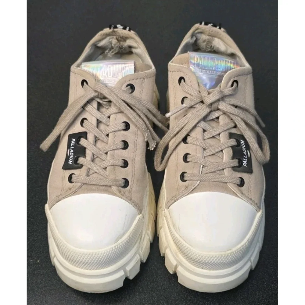 Palladium‎ Womens Revolt Lo Tx String Beige Fashion Sneaker 6.5 Platform Core